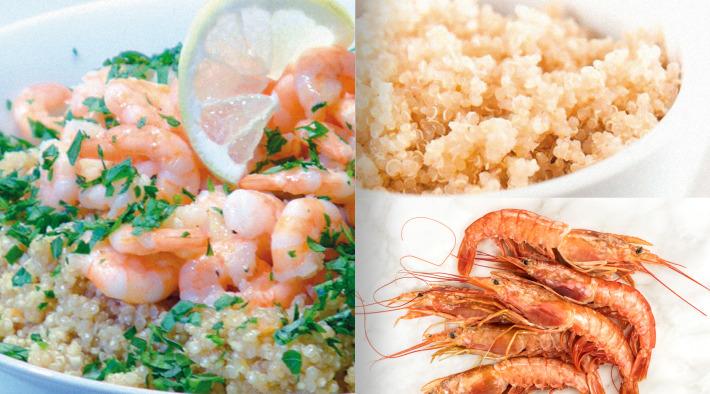 Quinoa mit Knoblauch und Shrimps
